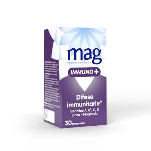Mag Immuno+ Difese Immunitarie, Integratore Alimentare con Vitamine e Minerali per Supportare le Difese Immunitarie, con Magnesio Contro Stanchezza e Affaticamento, 30 Compresse