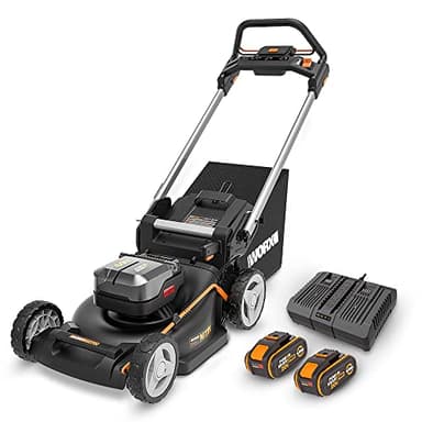 Rasaerba Nitro 40 V (2 x 20 V) WORX | PowerShare | WG749E | Include 2 batterie 4 Ah e caricatore doppio | 46 cm con trazione | Mulching | 7 posizioni di altezza