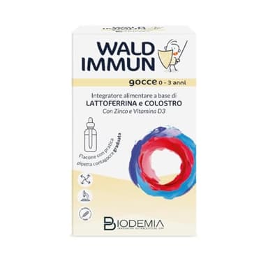 BIODEMIA | Waldimmun Gocce 0-3 Anni, Integratore Alimentare Bambini 0+, a Base di Lattoferrina e Colostro con Zinco e Vitamina D3, Favorisce le Difese Immunitarie, Flacone 20ml con Pipetta Contagocce