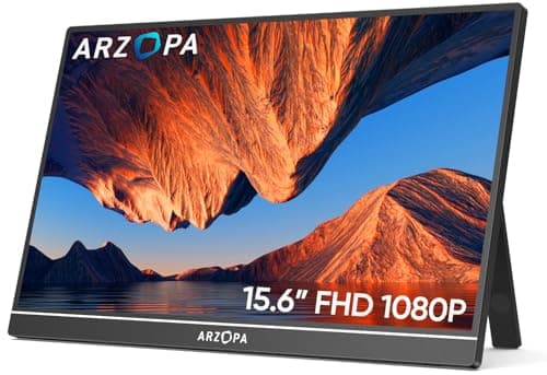 ARZOPA Monitor Portatile, Schermo Portatile 15.6" 1920×1080 FHD IPS per Laptop con Cavalletto, Secondo Schermo Ultrasottile per Laptop/PC/Mac/PS3/4/5/Xbox - Connettività USB C e HDMI - A1