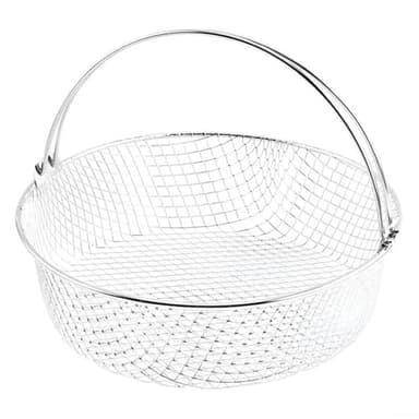 Eawfgtuw Cestello per friggitrice ad aria in acciaio inox 304, cestello a rete con manico, 21 cm, multiuso, utensile da cucina per riscaldare anche la preparazione degli alimenti