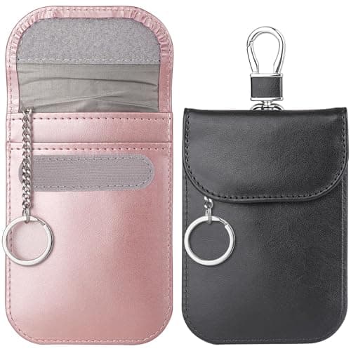 Teskyer Faraday Keyless Schermatura Chiave Auto, custodia anti-hacking Faraday, custodia antifurto con blocco del segnale RFID per chiave auto, Nero e Oro Rosa