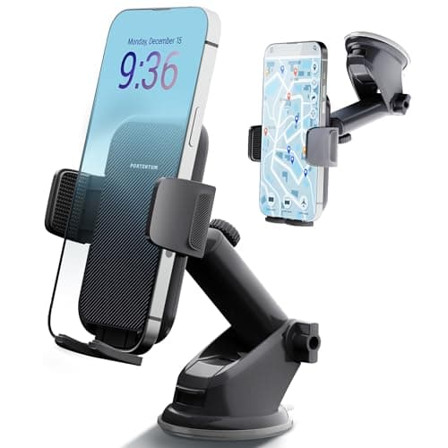 PORTENTUM Porta Cellulare Auto | Aspirazione Ultra Potente & Universale |Supporto Telefono Auto, Flessibile Porta Telefono Auto con Una Sola Mano per Cruscotto e Parabrezza, Adatto a Telefoni da 4-7"