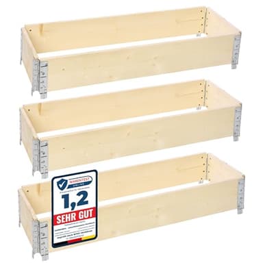 Garronda Orto Rialzato da Esterno – Fioriera in Legno Naturale, Impilabile, Pieghevole, Modulare, per Piante, Fiori, Erbe, Frutta e Verdura 3 Pezzi 120x40x20 cm GD-0141