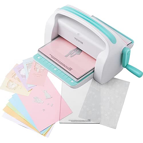 VEVOR Macchina Fustellatrice in Acciaio Portatile Pieghevole Apertura 22,3cm per Embrossare Fustellatura Goffratura, Macchina Fustellata Manuale Fai-da-te, Fustellatrice per Scrapbooking 31x38x21 cm