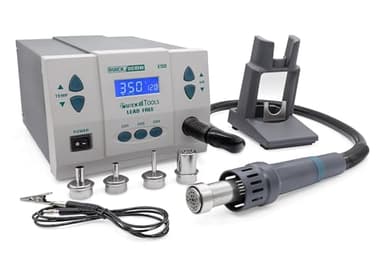 QUICK QU861DW - Stazione saldante professionale ad aria calda, regolabile, 1000 Watt, intervallo di temperatura 100-500 °C, SMD, funzione di calibrazione, standby, sistema di raffreddamento automatico