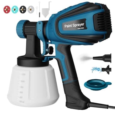 Spruzzatore di Vernice, HVLP 700 W, Per Vernici & Pareti & Interni ed Esterni, 1000 ML/MIN, Capacità 1200 Ml, 4 Ugelli e 3 Modalità