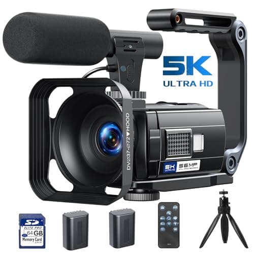 Videocamera 5K 56MP WiFi 16X Zoom Digitale con IR Visione Notturna Vlogging Camera, 3.0" IPS Schermo Video Camera per Youtube con Stabilizzatore, Scheda SD da 64 GB, Telecomando, Microfono, batterie