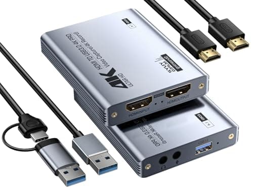 Fulfalic Scheda di acquisizione video, Scheda di acquisizione USB 3.0 4K HDMI Loop-Out, acquisizione video 1080P 60FPS/2K 30FPS per lo funziona per PS5/Nintendo Switch/fotocamera/PC/OBS