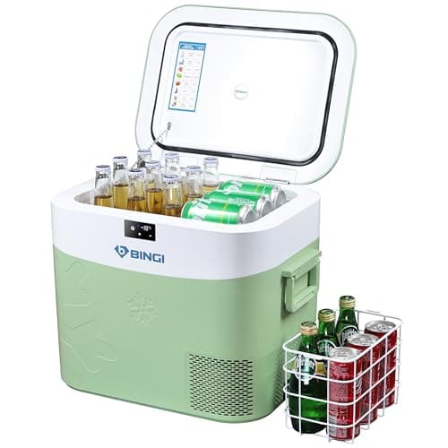 Bingi 22L Frigorifero Portatile Elettrico,Congelatore Portatile per Auto,Mini Frigorifero da Campeggio Frigo Elettrico 12V/24V/220V compressore per RV Camion,Barca,Camper