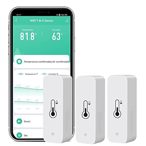 Confezione da 3 sensori di temperatura WiFi: monitor di umidità della temperatura senza fili con notifica app, esportazione di memoria dati gratuita, igrometro interno intelligente