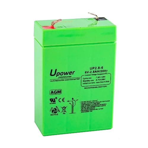 U-Power - Batteria piombo AGM Sigillata 2.8Ah 6V - Faston F1 4.8mm