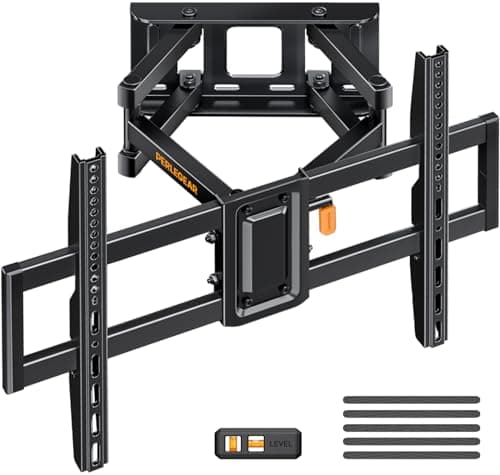 Perlegear Supporto TV Parete da 37-82 Pollici, Staffa TV Girevole Inclinabile ed Estendibile, Braccio Ultra Resistente Fino 60kg, VESA 200x100-600x400mm