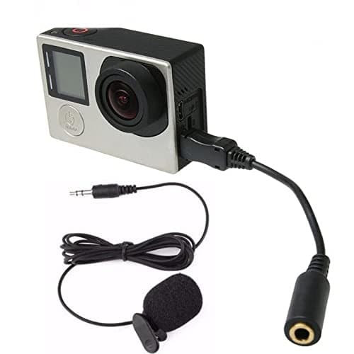 Microfono Lavalier Esterno + Kit Cavo Adattatore, Microfono per Montaggio Mini Clip Nero da 3,5 mm, per 4/3/3 +