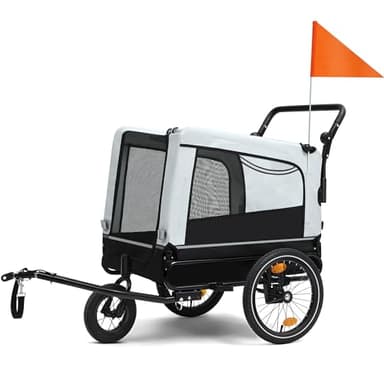 YITAHOME Rimorchio Bici 3-in-1 per Cani con Ruota Anteriore, Carrello per Bici in Tela Oxford 600D, Rimorchio per Bicicletta, Riflettori e Guinzaglio di Sicurezza Fino a 40kg, Trasporto Facile, Nero