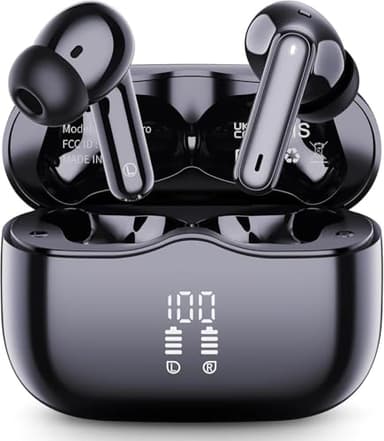 Cuffie Bluetooth, 2025 Auricolari Bluetooth 5.4 HiFi Stereo, 40 Ore Cuffie Wireless In Ear con 4 ENC Cancellazione Rumore Mic, Cuffiette Sport LED Display USB-C, IP7 Impermeabili Cuffie Senza Fili