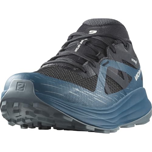 Salomon Ultra Flow Gore Tex Scarpe Impermeabili da Trail Running da Uomo, Resistenza alle intemperie, Ammortizzazione dalla strada ai trail, Black/Deep Dive/Trooper, 45 1/3 EU