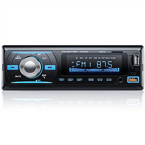 RDS Autoradio Bluetooth 5.0 Vivavoce, Chismos FM/AM Bluetooth Autoradio con telecomando, Supporto due USB/AUX in/SD/TF/WMA/WAV/MP3 Player, 1 DIN Stereo Radio 4x65W Supporto iOS Android