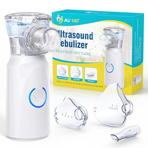 Aersol Portatile Silenzioso, Ricaricabile Macchina Aerosol per Adulti e Bambini, AU YAT Aerosol Ultrasuoni con 2 Maschere e Boccaglio, Macchina Aerosol per Viaggi e Uso Domestico