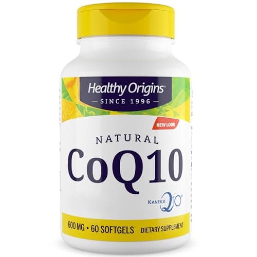 Healthy Origins, Natural CoQ10 con Kaneka Q10, 600 mg, Altamente Dosato, 60 Capsule molli, Testato in Laboratorio, Senza Glutine, Senza Soia, Non OGM