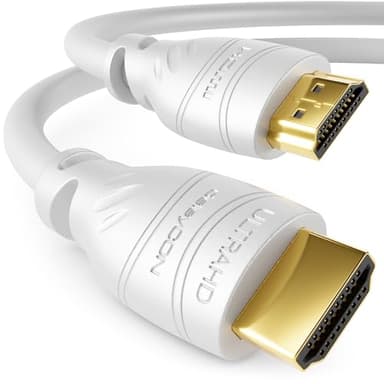 deleyCON 10m Cavo HDMI 2.0a/b - Alta Velocità con Ethernet - UHD 2160p 4K@60Hz 4:2:0 HDCP 2.2 ARC CEC Ethernet 18Gbps 3D Full HD 1080p - Bianco