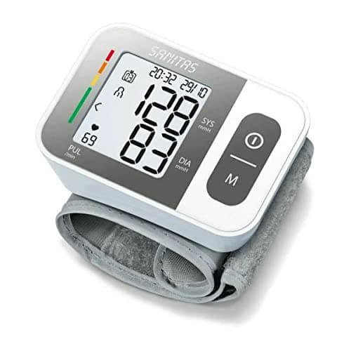 Sanitas Misuratore di Pressione Da Polso SBC 15, Sfigmomanometro da polso, misurazione completamente automatica della pressione sanguigna e delle pulsazioni, funzione di avviso per possibili aritmie