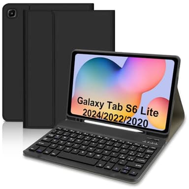 Custodia con Tastiera per Tablet Samsung Galaxy Tab S6 Lite 2024/2022/2020 10,4 Pollici, Italiano QWERTY Rimovibile Bluetooth Tastiera, Custodia con Supporto Pen per S6 Lite Tablet 10,4" (Nero)