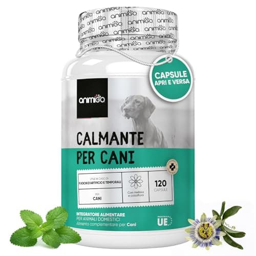 Calmante per Cani 120 Capsule, Tranquillante per Cani per Stress e Paura, Calmanti per Cani con Ashwagandha, Melissa e Passiflora, Integratori per Cani Antistress con Ingredienti di Origine Naturale