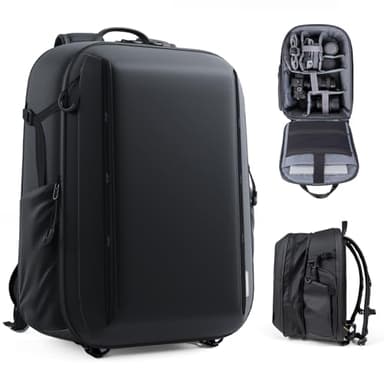 RaLeno 25 L+5 L Zaino per fotocamera, custodia rigida impermeabile con 5L scomparto frontale espandibile per fotocamera DSLR SLR Mirrorless, compatibile con drone DJI Mavic / 16 laptop/treppiede