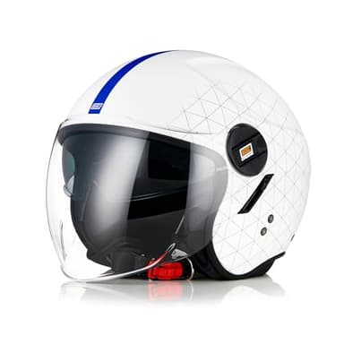 ORIGINE Casco Jet Moto Casco Aperto Scooter con Doppia Visiera Omologato ECE2206 ( GRID MATT WHITE,L)
