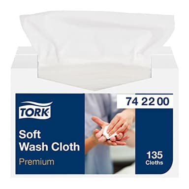 Tork 742200 Panno per lavaggio pazienti monouso Premium, 1 velo, goffrato, 1 conf. x 135 pezzi, 30 cm x 32 cm, resistente, bianco