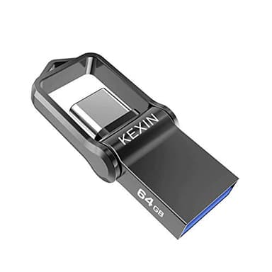 KEXIN Chiavetta USB C 64GB, Chiavetta USB 64 GB, Pendrive OTG USB C e USB A, Metallo Pennetta USB 3.0 per PC, Laptop, Auto, TV, Smartphone Type C, Nero