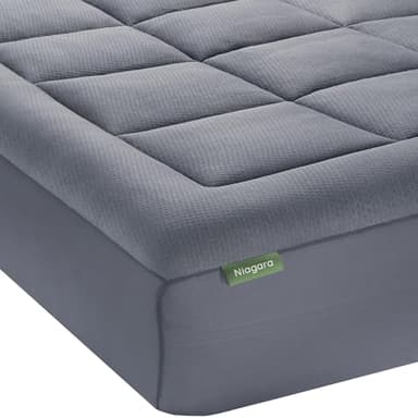Niagara - Coprimaterasso in bambù | Topper per materasso 135 x 190 cm | Spessore 2,5 cm | Rinfrescante, traspirante per alleviare il dolore alla schiena, tasche profonde per materassi da 20 a 50 cm,