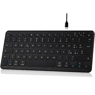 Qulose Tastiera Wireless Ricaricabile, Mini Tastiera PC Bluetooth Senza Fili con Connessione Stabile Type-C, Silenzioso e Ultra Sottile, Layout Italiano QWERTY, per iOS, Android, Windows