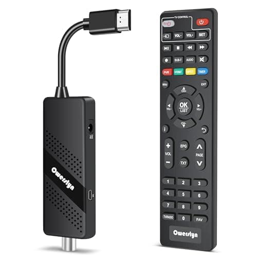 Decoder Digitale Terrestre 2025 - OWERSLYN Decoder DVB-T2, HD 1080P H265 HEVC Main 10 Bit, HDMI CEC TV Stick Supporto Uscita HDMI/AV e USB Multimediale, Funzione PVR, Telecomando 2in1 Infrarossi