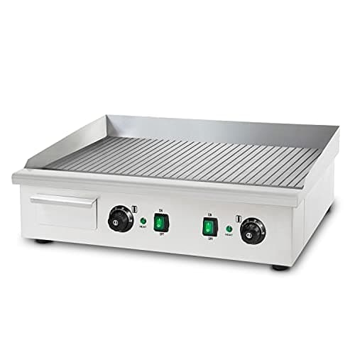 VERTES Piastra per griglia elettrica professionale, potenza 4400 watt, alloggiamento in acciaio inox, temperatura regolabile da 50 a 300°C, griglia plancha elettrica con superficie 74x41cm