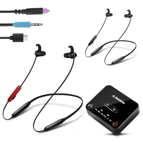 Avantree HT41866-Q - [2025 Aggiornamento] Cuffie Wireless Auricolari a Collana Senza Fili per TV, PC con Trasmettitore Bluetooth, per Audio Ottico Digitale, AUX da 3.5mm, Nessun Ritardo Audio