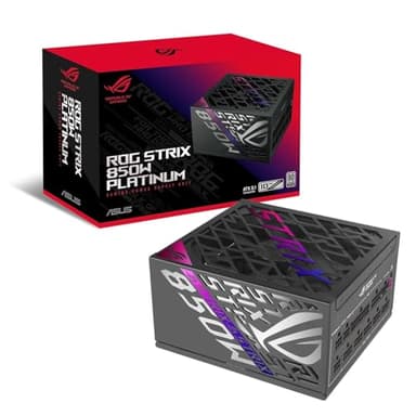 ASUS ROG Strix 850P Gaming, Alimentatore Modulare per PC, 850W di Potenza, PCle Gen 5.0, 80 Plus Titanium, Standard ATX 3.1, Ventola con Doppio Cuscinetto a Sfera, Nero, ROG-STRIX-850P-GAMING