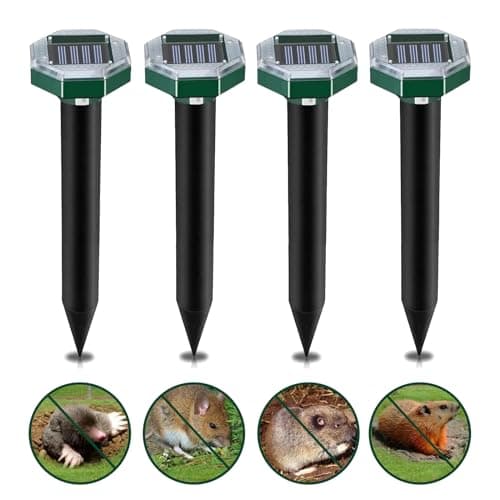 Repellente Ultrasuoni per Topi, RosyFate 4 Pezzi Dissuasori per Talpe, Ultrasuoni per Topi da Esterno, Ip65 Impermeabile, Dissuasori per Topi, Anti Talpe da Giardino Ultrasuoni