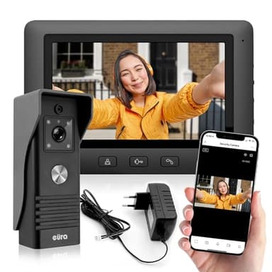 Videocitofono Eura VDP-45A3-TY Alpha+ TUYA WiFi, 4 fili, monitor a colori 7 pollici, nero
