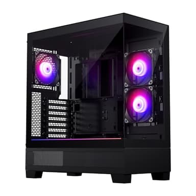 Phanteks XT View, chassis gaming mid-tower, finestrino anteriore e laterale in vetro temperato, USB-C 3.2 Gen2, 3 ventole M25-120 D-RGB incluse (Nero)