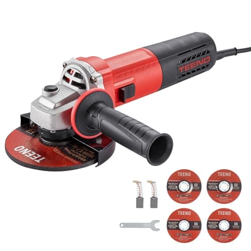 TEENO Smerigliatrice Angolare 1000W, Smerigliatrice Angolare Velocità a vuoto 2000-12000 giri/min (Disco da sbavatura/taglio:125 mm 4 pezzi) Velocità variabile, il taglio la rettifica dei Metalli