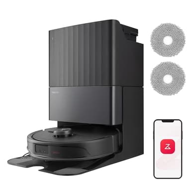 roborock Qrevo Master Set Robot Aspirapolvere con Funzione Mopping&Mop Sollevabile, Design FlexiArm, Potenza di Aspirazione HyperForce® di 10.000 Pa, Rilevamento dello Sporco, Nero