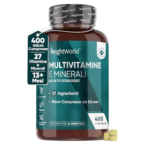 Multivitaminico Completo con 27 Vitamine e Minerali Essenziali, 400 Compresse Vegane alla Menta (1 Anno) Integratore Multivitaminico Uomo & Donna, Vitamine A, B, C, D3, E, Ferro, Zinco, Selenio, Iodio