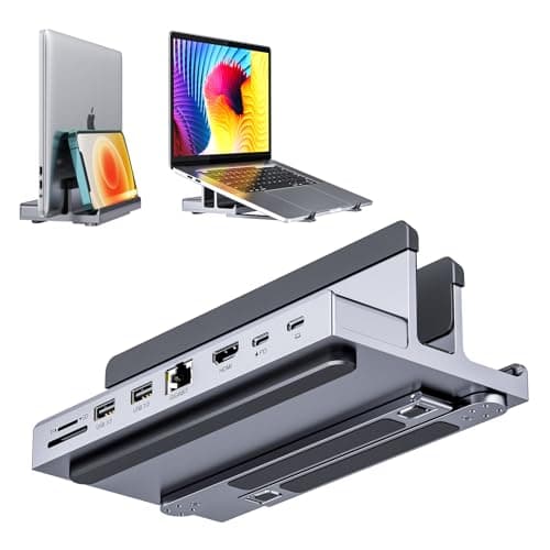 Laptop Docking Station Stand per Mac, QUUGE 8 in 1 USB C Dock con HDMI 2.0 4K 60Hz, RJ45 Ethernet, 2 porte USB3.0, 100W PD, TF/SD 3.0, Stazione di aggancio per la gestione desktop