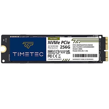 Timetec 256 GB MAC SSD NVMe PCIe Gen3x4 3D NAND TLC Lettura fino a 1.950 MB/s Compatibile con MacBook Air (2013-2015, 2017), MacBook Pro (2013-2015), iMac (2013-2019), Mac Pro (2013),Mac Mini (2014)