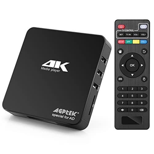 AGPTEK Lettore multimediale digitale Ultra HD 4K Uscita HDMI / AV PPT MKV AVI RMVB RM per HDTV con supporto per telecomando Unità USB e schede SD
