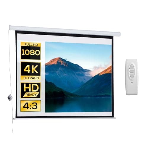 HOMCOM Schermo per Proiettore 84 Pollici Formato 4:3 Regolabile con Telecomando, Schermo di Proiezione Compatto, 171x130 cm, Bianco