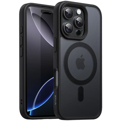 JETech Cover Magnetica per iPhone 16 Pro 6,3 Pollici Compatibile con MagSafe, Traslucido Opaco Retro Sottile Antiurto Cellulare Custodia (Nero)