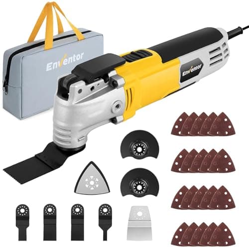 Enventor Utensile Multifunzione Oscillante 300W,Strumento Oscillante Kit,15000-22000RPM, 6 Velocità Regolabili,3° Angolo di Oscillazione,28 Accessori, Per Raschiatura,Taglio,Lucidatura